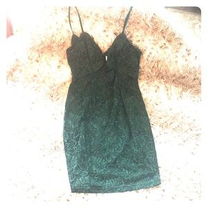 Line + Dot Lace Green Mini Dress